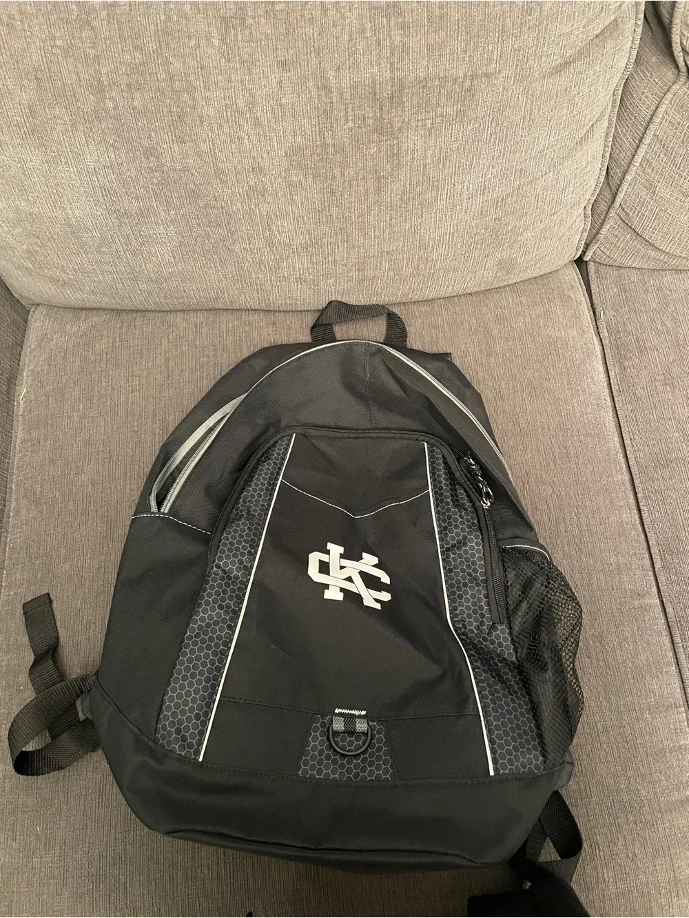 Black Men's Backpack with White Accent and Logo - Everyday Commuter Pack
